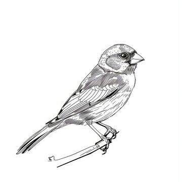 recommend clip art: Elegant Line Art of a Finch on a Clean Background