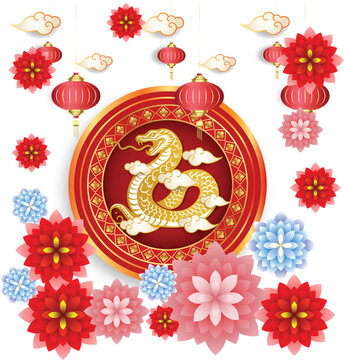 Happy Chinese new year 2025 Zodiac sign, year of the Snake.