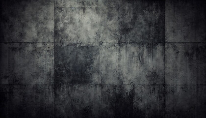 Fototapeta premium コンクリート 壁面 無機質 工業的 ダーク グレー テクスチャー 汚れ スクエア 模様 劣化 質感 スクラッチ ストラクチャー 無機素材 アーバン 都市的 荒廃 モダン ディストピア