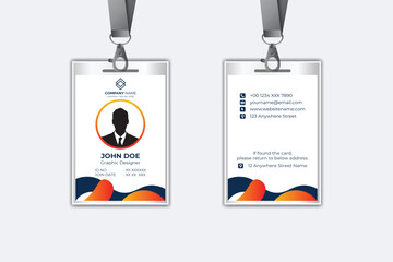 Id card template with photo abstract style