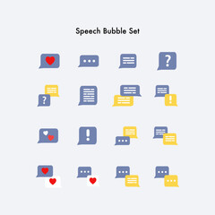 Chat speech bubbles icon set. Communication, romance, message, conversation concepts. Flat element vector design isolated on background.