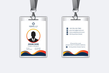 Id card template with photo abstract style