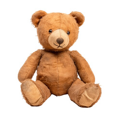 Obraz premium Soft plush teddy bear sitting on a transparent background, perfect for children's gifts and cozy decorations