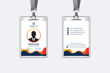 Id card template with photo abstract style