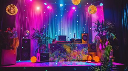 Vibrant Disco Themed Booth Setup for Events