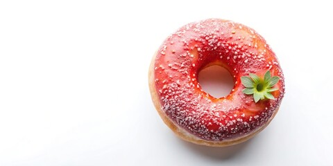 Obraz premium Delicious strawberry donut with white background