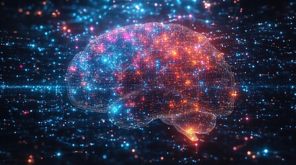 Obraz premium Abstract Brain Illustration in Popular Stock Image Style, Symbolizing Human Cognition and Thought Processes