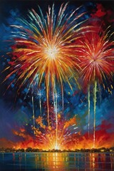 fireworks above the city