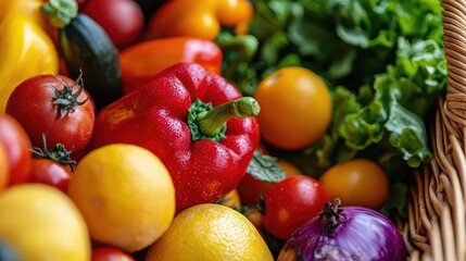 Colorful Arrangement of Fresh Fruits and Vegetables