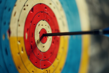  Olympic precision arrow hits bullseye, symbolizing perfect aim in summer sports