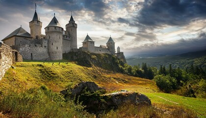 Fototapeta premium Timeless romance captured in castle settings.