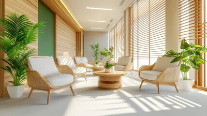 Fototapeta premium Welcoming Geriatric Care Clinic with Comfortable Furniture for Elderly Patients