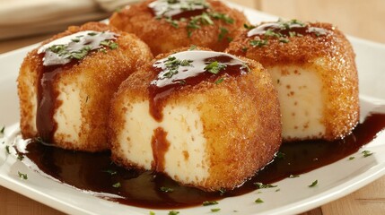 Crispy Fried Snack with Sauce and Herbs