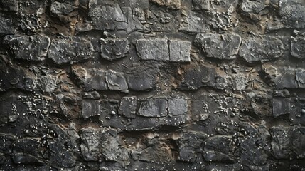 Obraz premium Close-up of a Rough, Dark Stone Wall Texture