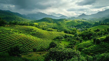 Lush Green Landscape After Rain in Picturesque View