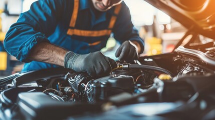 Mechanic Working on Car Maintenance Tasks