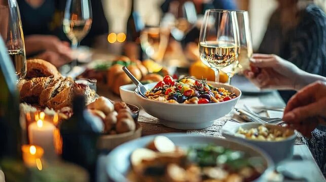 Lively Plant-Based Meal Served at Dinner Table