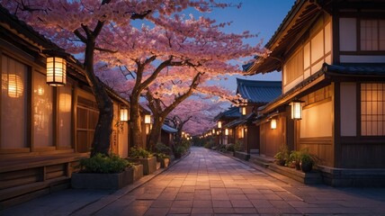 Fototapeta premium serene picturesque evening unfolds in an japan