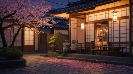 serene picturesque evening unfolds in an japan