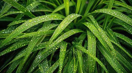 Fototapeta premium Close-up of Rainwater Droplets on Green Leaves