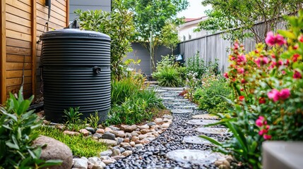 Obraz premium Rainwater Harvesting System Garden Design