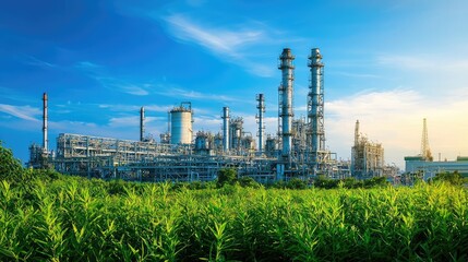 Obraz premium Serene Refinery Against Clear Blue Sky