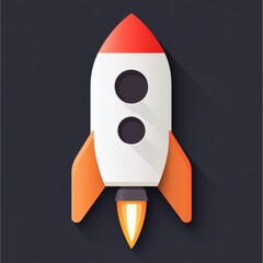 Stylized rocket illustration on a dark background, symbolizing innovation and space exploration.