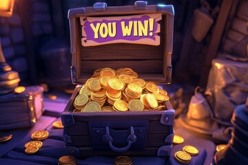 winner game treasure box gold coin by generative ai