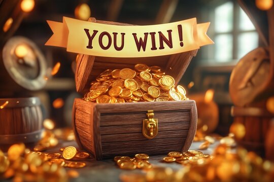 winner game treasure box gold coin by generative ai