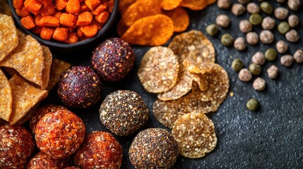 Obraz premium Close-Up Selection of Plant-Based Snacks