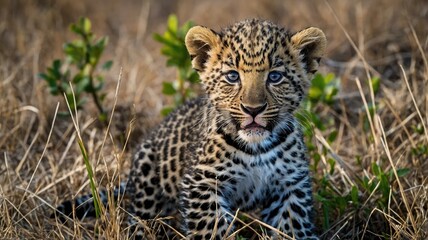 Fototapeta premium image of leopard cub tanzania africa