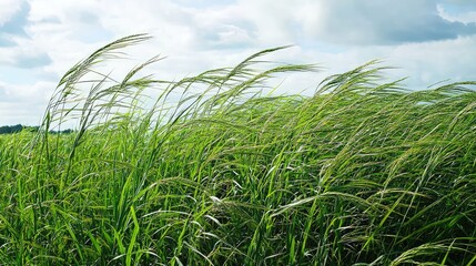 Obraz premium Tranquil Field of Swaying Tall Grass