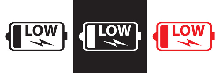 Low Battery  icon. isolated on white and black background. Vector illustration EPS 10