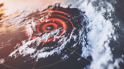 Weather radar displaying the predicted path of an approaching hurricane, emphasizing the importance of accurate meteorological data in disaster preparedness and response.