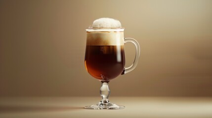 Irish Coffee in Elegant Glass on Clean Background