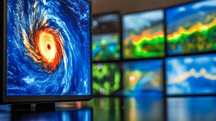 Weather radar displaying the predicted path of an approaching hurricane, emphasizing the importance of accurate meteorological data in disaster preparedness and response.