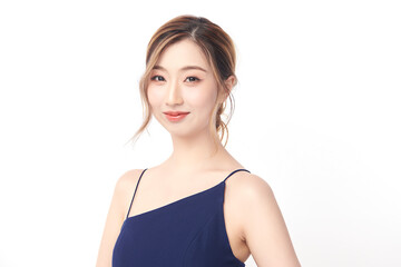 Beautiful young asian woman with clean fresh skin on white background, Face care, Facial treatment, Cosmetology, beauty and spa, Asian women portrait.