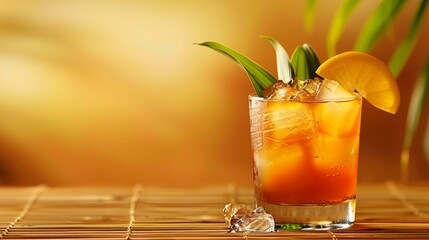 Fototapeta premium Refreshing Tropical Cocktail with Pineapple Garnish