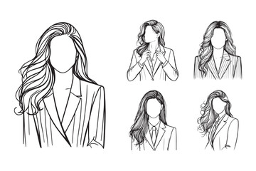 Illustration of an elegant woman in a suit with flowing hair