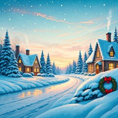 winter landscape with house