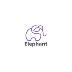 elephant logo line simple abstract design template vector