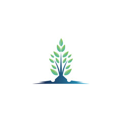 green plant natural design agriculture logo vector color illustration