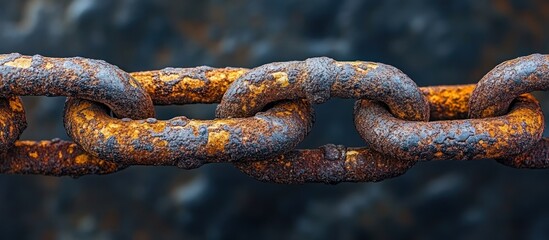 Close-up of a rusty chain with a blurred background.