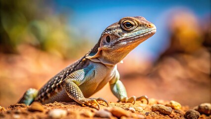 Fototapeta premium Desert lizard surveying land from tilted angle