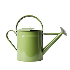 Green metal watering can on a transparent background for garden enthusiasts and home gardeners