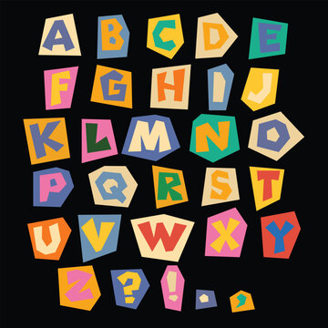 cut out letter font colerfull