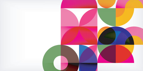 Obraz premium Minimal geometric abstract background. Circle square and triangle design. Trendy techno business template for wallpaper, banner, background or landing