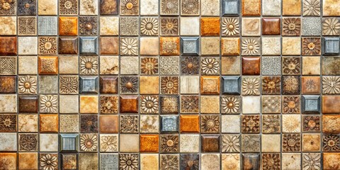 Detail of wall background texture with tiles of different sizes Wide-Angle