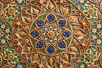 Obraz premium Detail shot of intricate patterns or motifs used in decorative