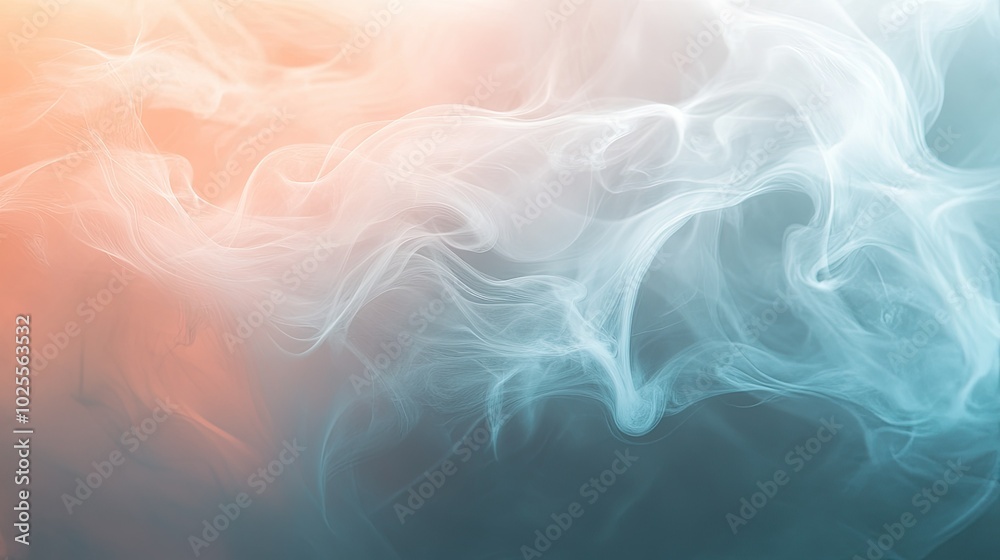 Poster an abstract smoky background with soft swirling lines and light effects, creating a mysterious and e